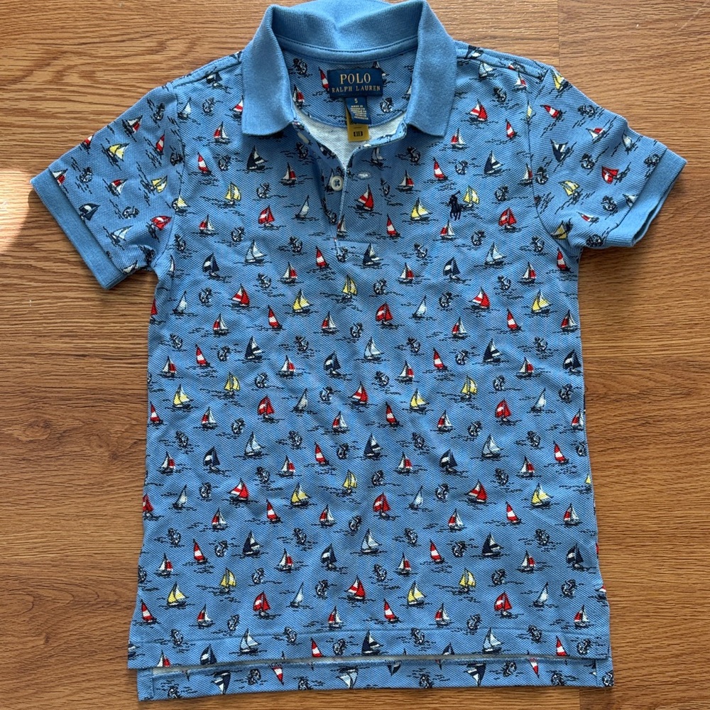 Polo by Ralph Lauren Kids Blue Sailboat Print Shirt Size 5